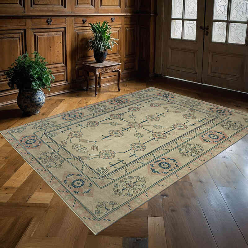 Alfombra Vintage Turca Anudada a Mano - 172 cm x 236 cm - K0078625