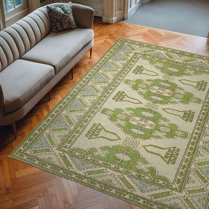 Vintage Turkish Hand-Knotted Rug - 7' 6" x 9' 2" (90" x 110") - K0078635