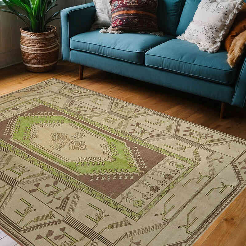 El Dokuma Vintage Halı - 163 cm x 220 cm - K0078638