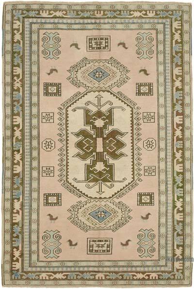 Pink Vintage Turkish Hand-Knotted Rug - 5' 9" x 8' 6" (69" x 102")