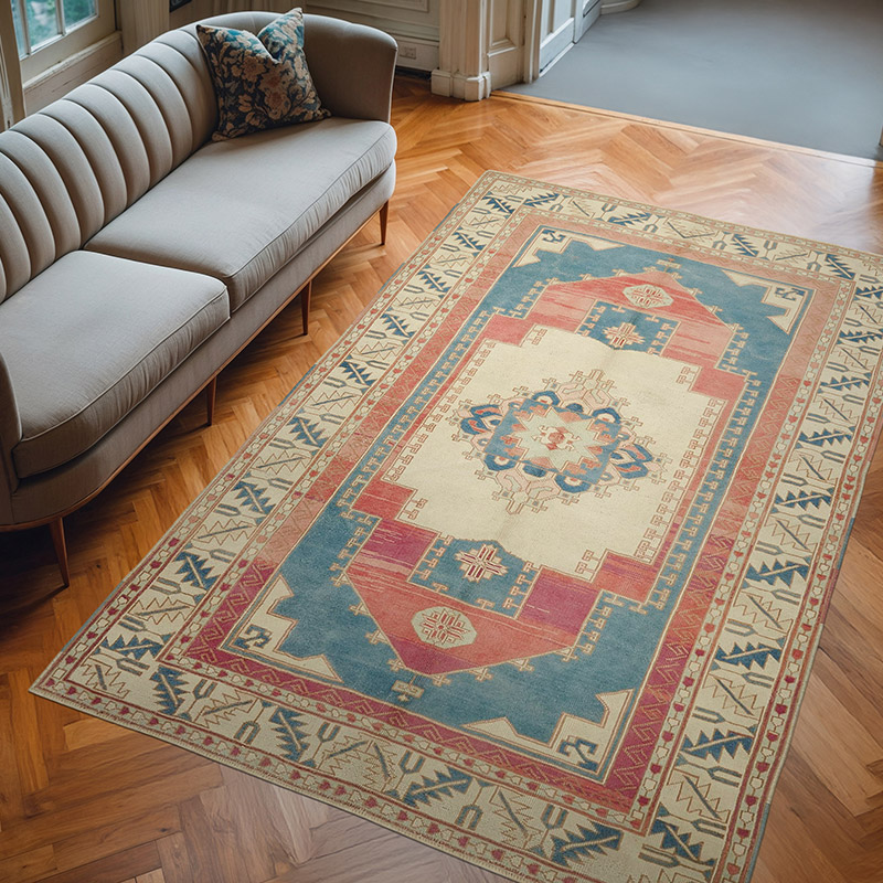 Vintage Turkish Hand-Knotted Rug - 5' 10" x 8' 11" (70" x 107") - K0078677