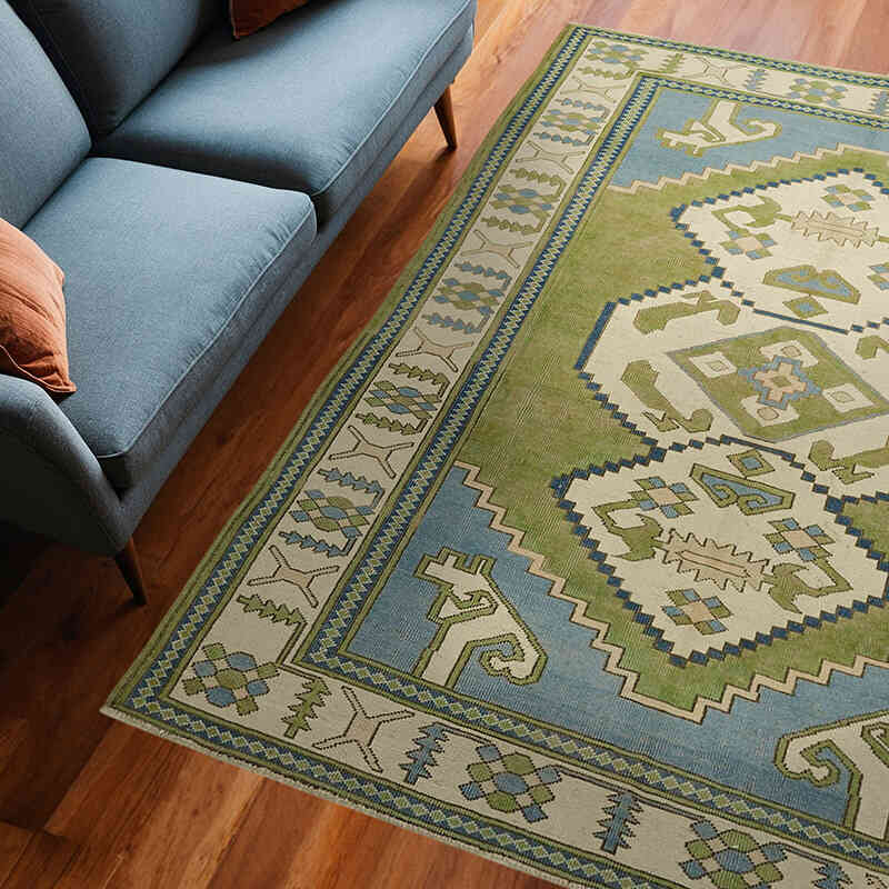 Vintage Turkish Hand-Knotted Rug - 6' 2" x 7' 11" (74" x 95") - K0078686