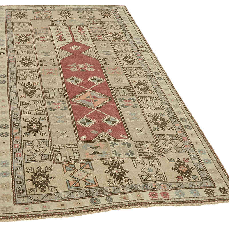 Alfombra Vintage Turca Anudada a Mano - 123 cm x 229 cm - K0078703