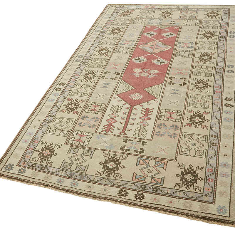 Alfombra Vintage Turca Anudada a Mano - 123 cm x 229 cm - K0078703