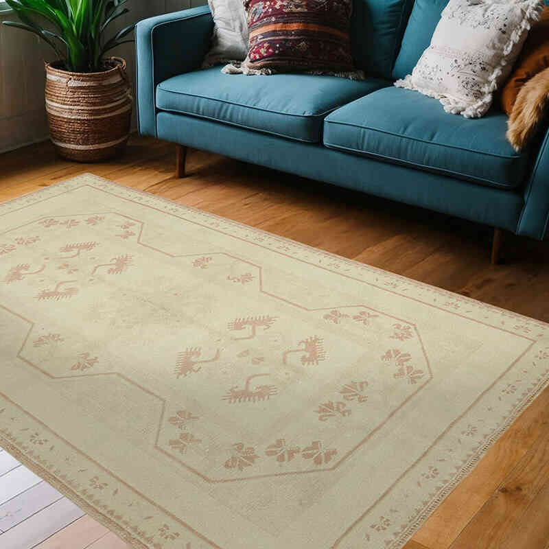 Alfombra Vintage Turca Anudada a Mano - 135 cm x 211 cm - K0078707
