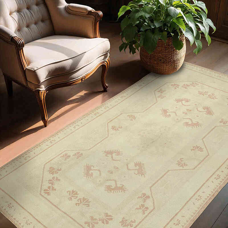 Alfombra Vintage Turca Anudada a Mano - 135 cm x 211 cm - K0078707