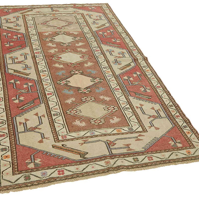Alfombra Vintage Turca Anudada a Mano - 127 cm x 225 cm - K0078709