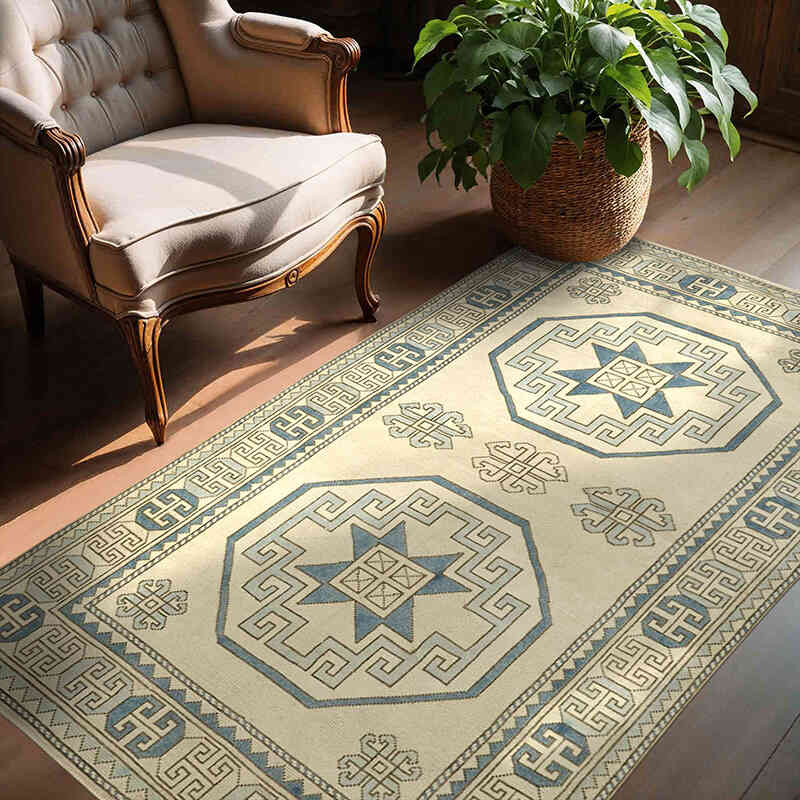 Alfombra Vintage Turca Anudada a Mano - 142 cm x 204 cm - K0078719