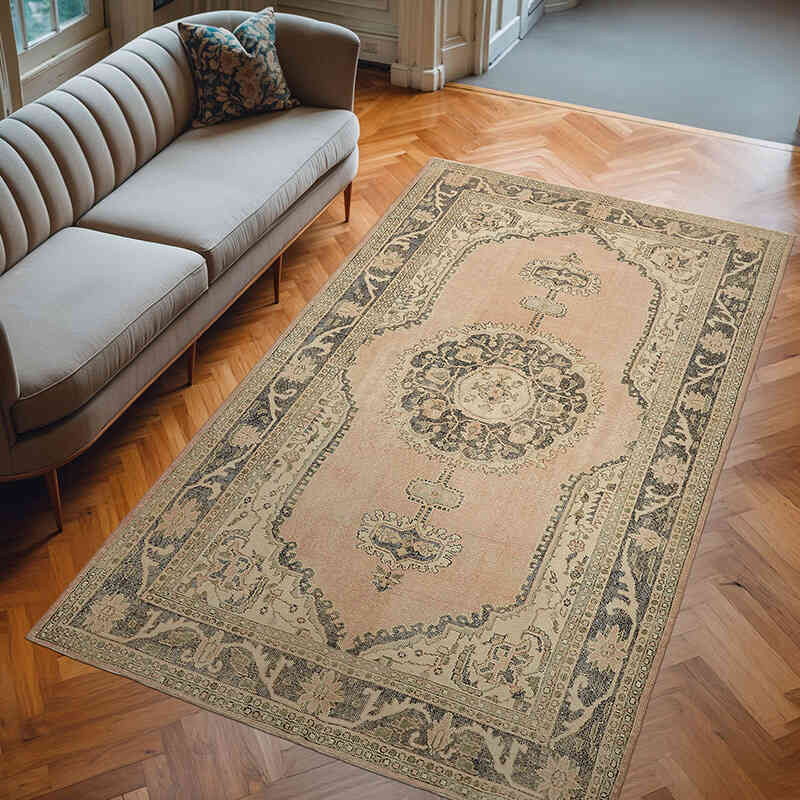 Vintage Turkish Hand-Knotted Rug - 6' 3" x 10' 4" (75" x 124") - K0078736