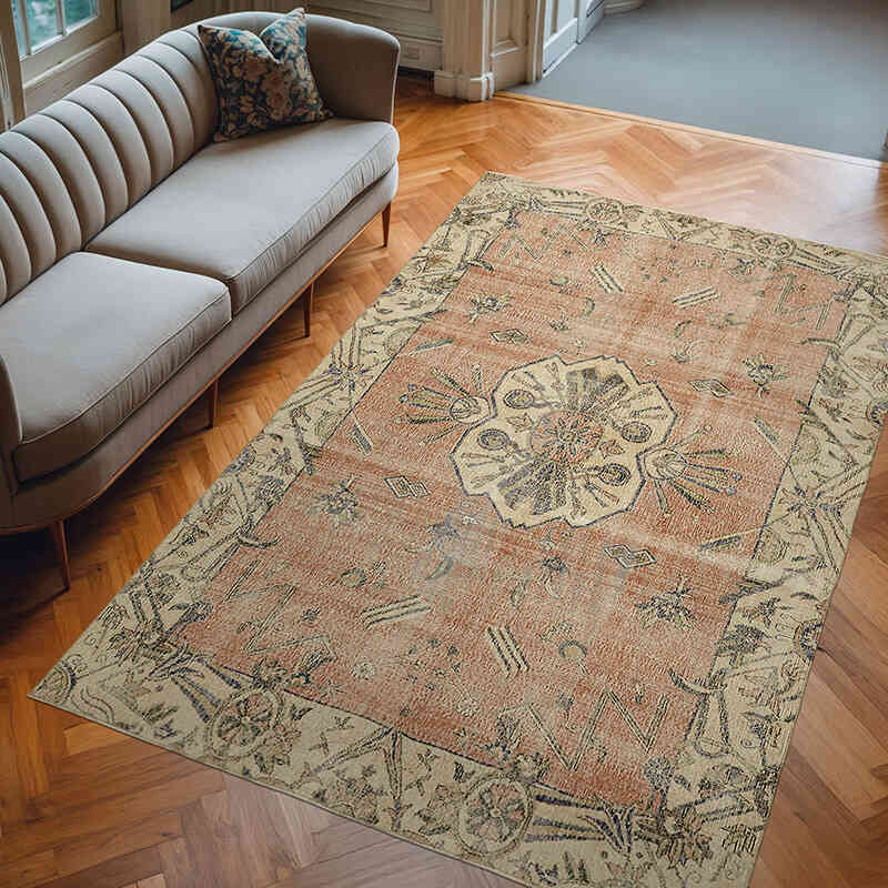 Alfombra Vintage Turca Anudada a Mano - 200 cm x 303 cm - K0078737