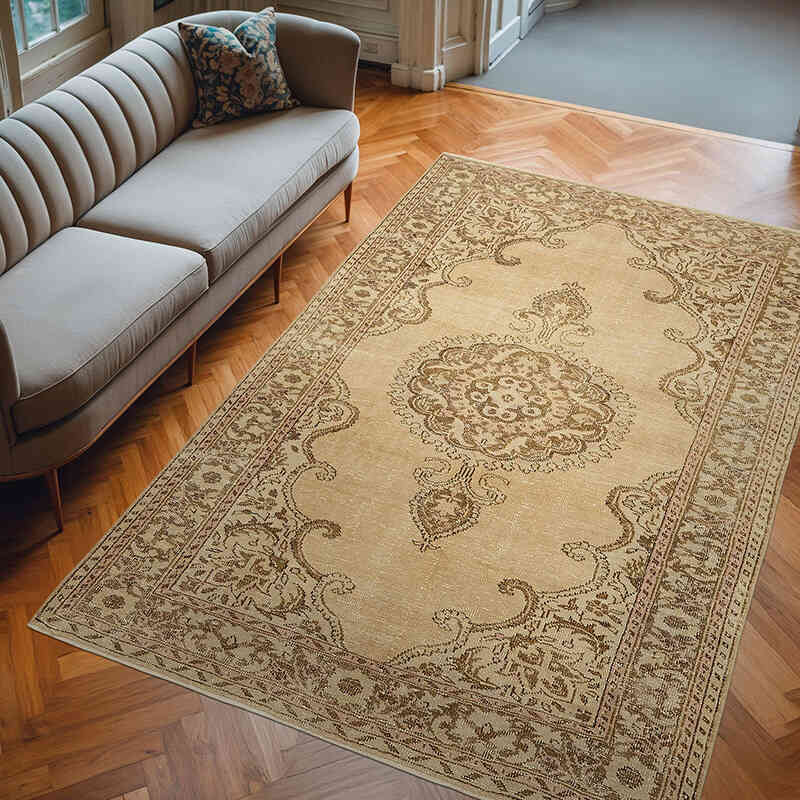 Vintage Turkish Hand-Knotted Rug - 6' 4" x 9' 7" (76" x 115") - K0078780