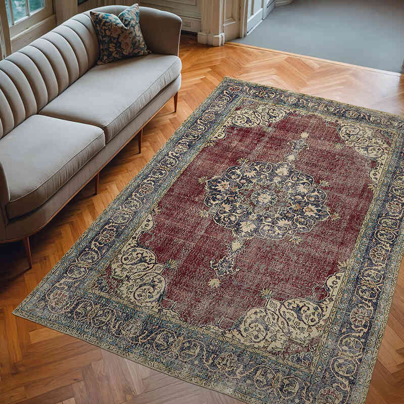 Alfombra Vintage Turca Anudada a Mano - 212 cm x 296 cm - K0078799