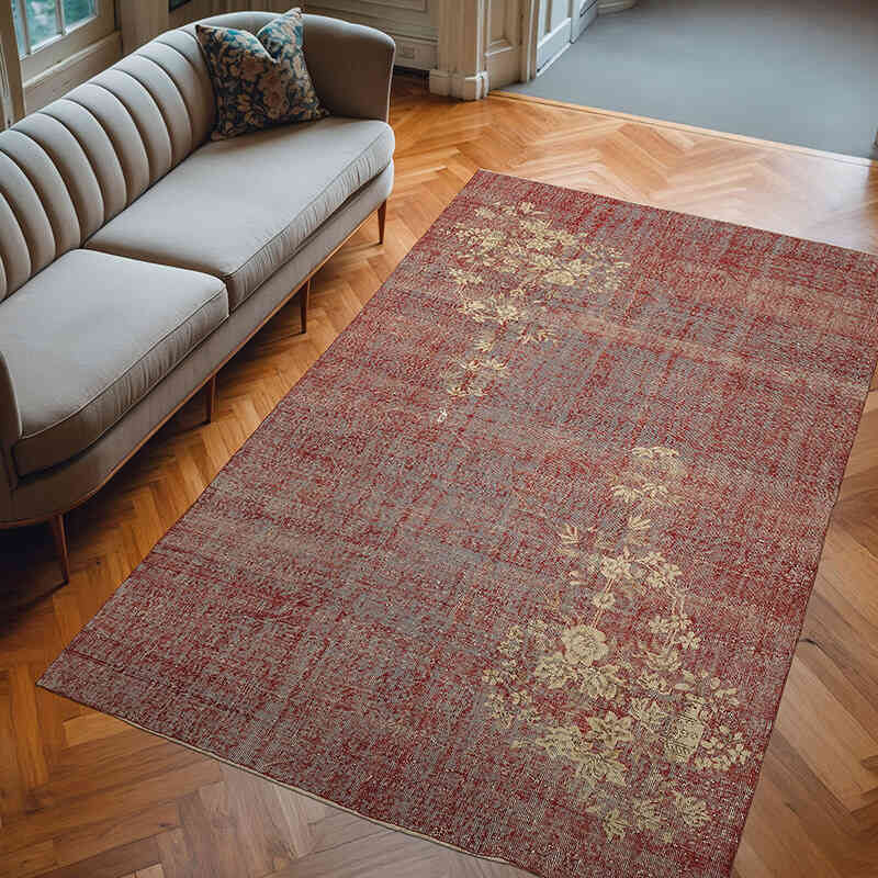 Alfombra Vintage Turca Anudada a Mano - 200 cm x 304 cm - K0078801
