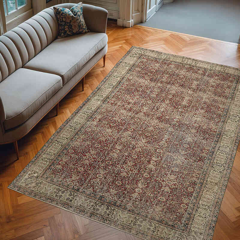 Alfombra Vintage Turca Anudada a Mano - 204 cm x 304 cm - K0078807