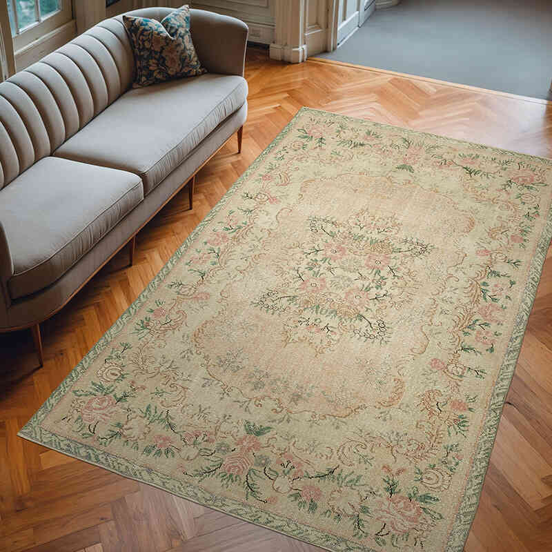 Vintage Turkish Hand-Knotted Rug - 6' 4" x 10'  (76" x 120") - K0078816