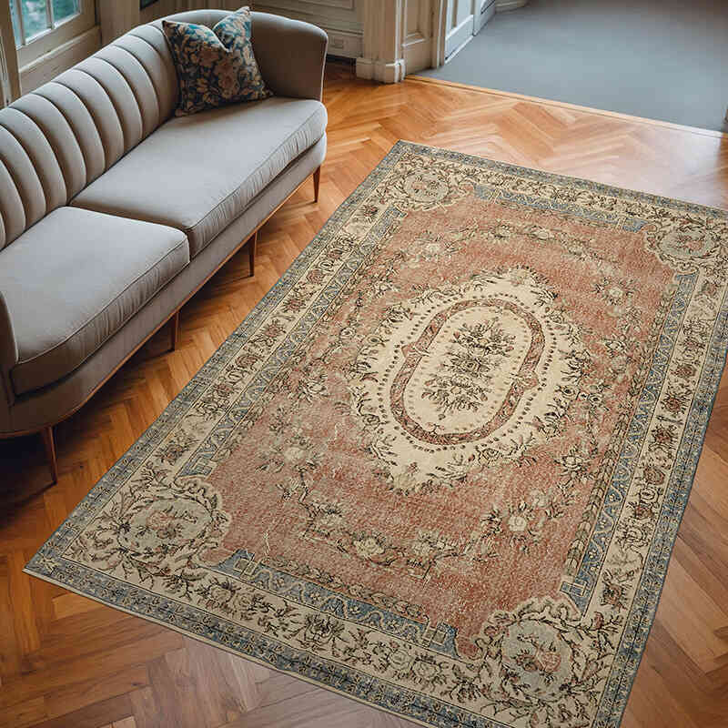Vintage Turkish Hand-Knotted Rug - 6' 8" x 9' 11" (80" x 119") - K0078834
