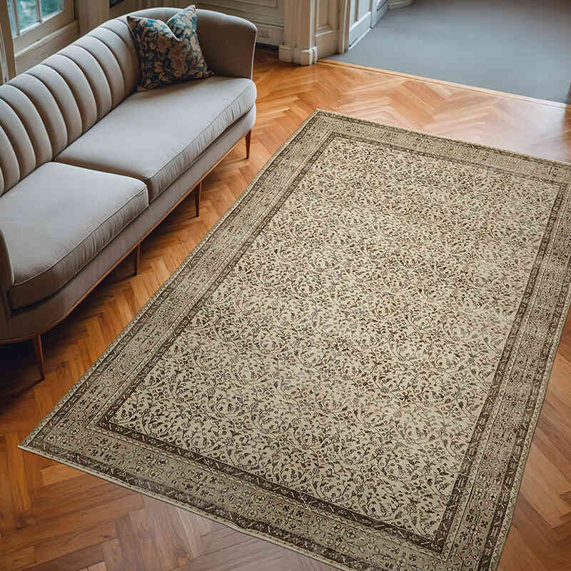 Alfombra Vintage Turca Anudada a Mano - 200 cm x 304 cm - K0078842