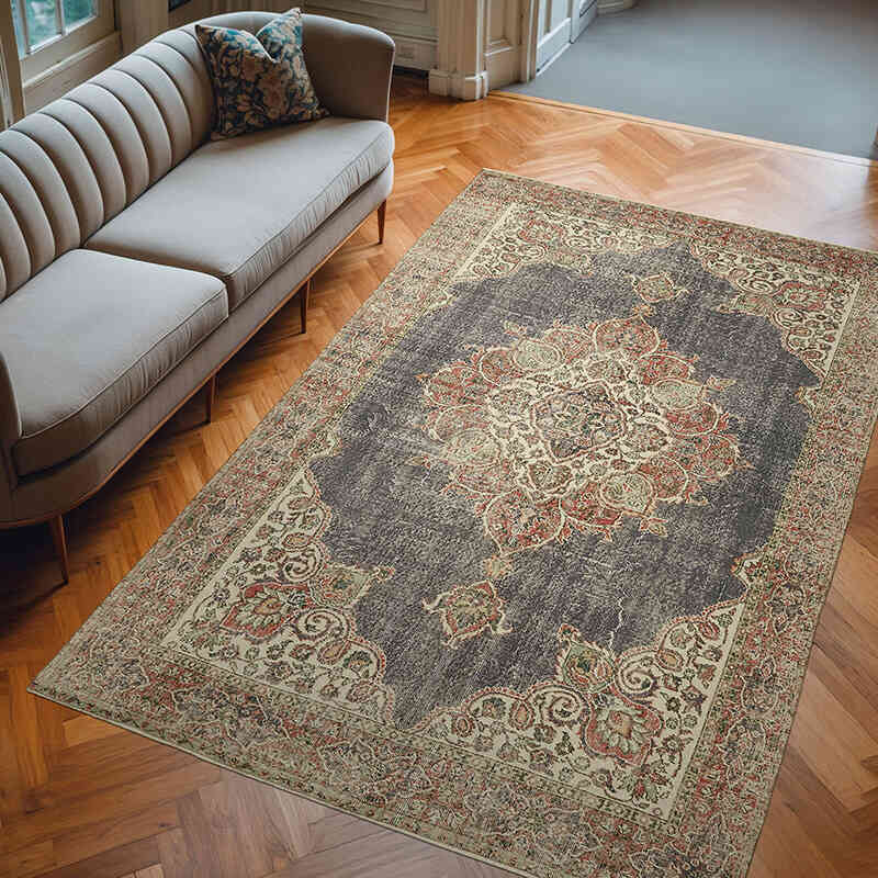 Alfombra Vintage Turca Anudada a Mano - 198 cm x 302 cm - K0078844