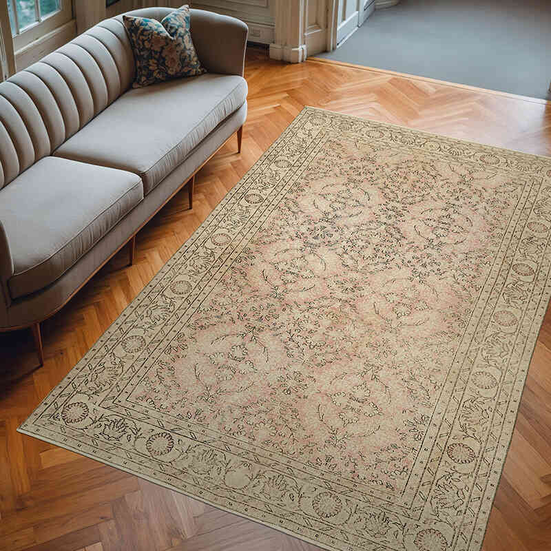 Alfombra Vintage Turca Anudada a Mano - 200 cm x 301 cm - K0078864