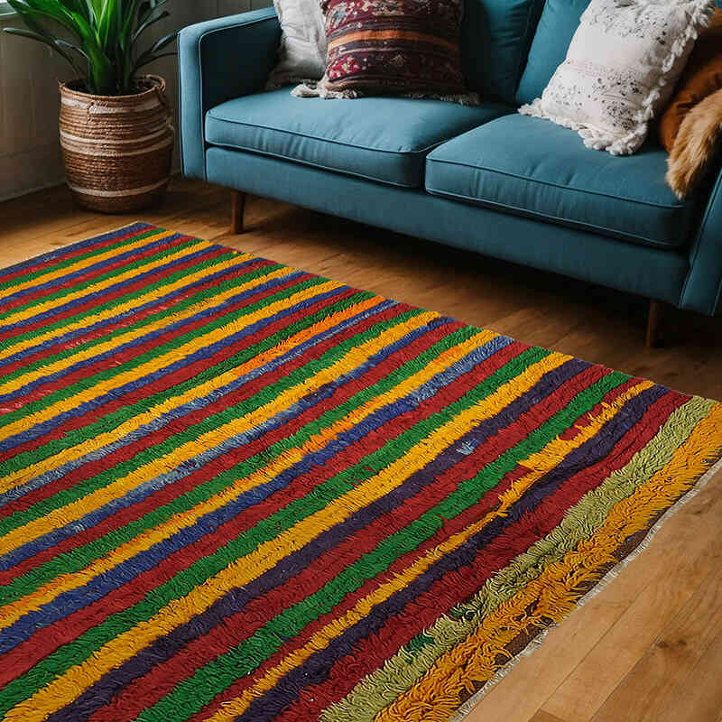 Vintage Anatolian Tulu Rug - 5'  x 6' 9" (60" x 81") - K0078951
