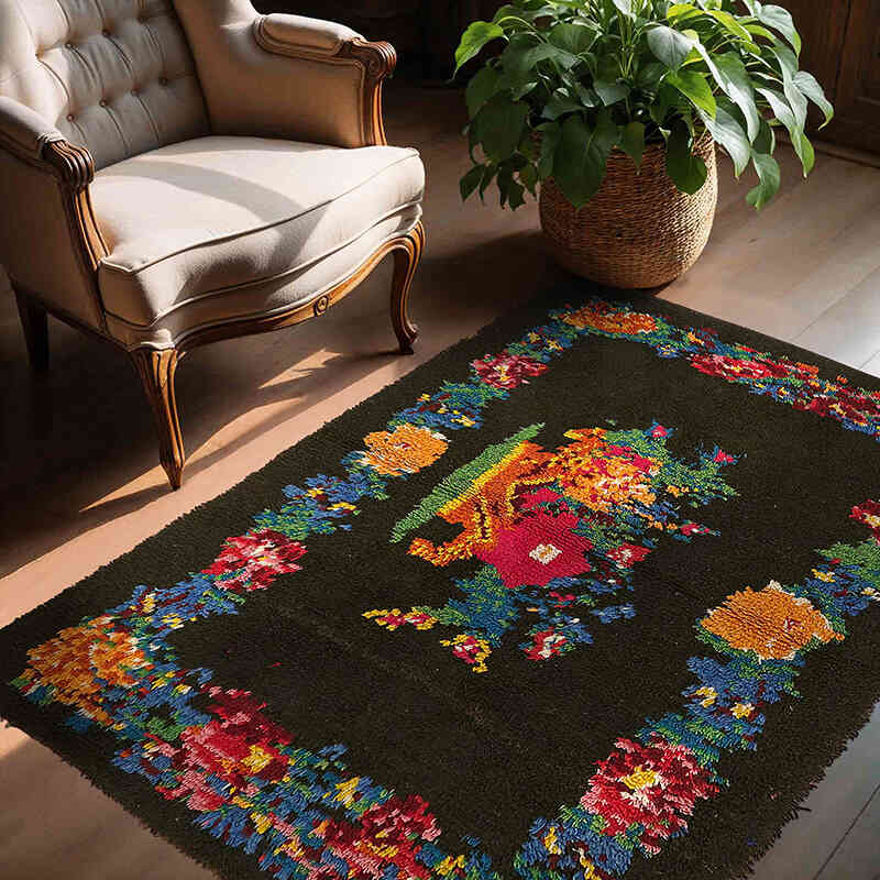 Vintage Anatolian Tulu Rug - 4' 6" x 5' 7" (54" x 67") - K0079016