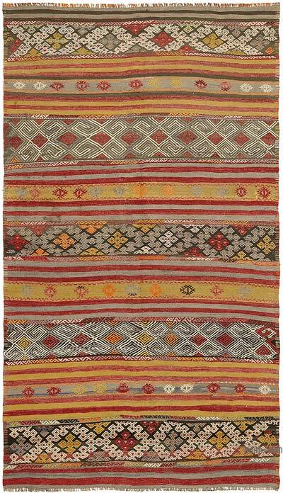 Vintage Anatolian Kilim Rug - 5' 1" x 8' 2" (61" x 98")