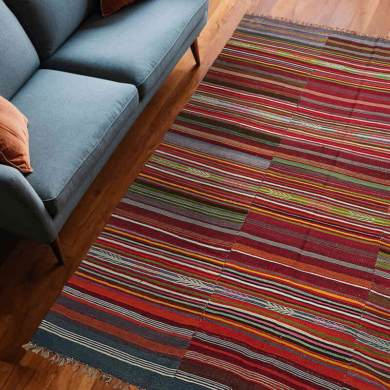 Vintage Manisa Kilim Rug - 6' 6" x 8' 8" (78" x 104") - K0079107