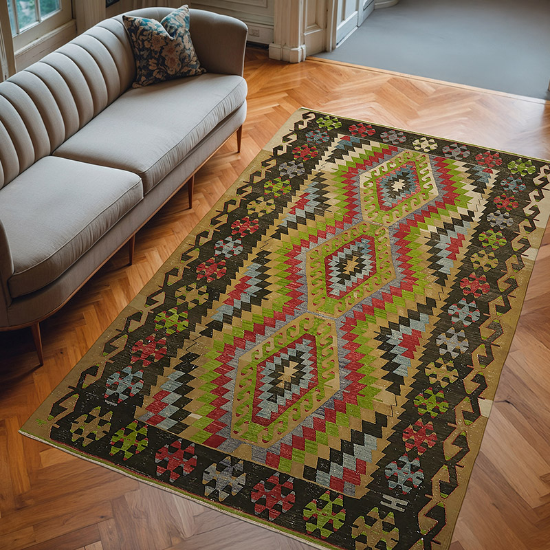 Vintage Anatolian Kilim Rug - 6' 3" x 9' 7" (75" x 115") - K0079115