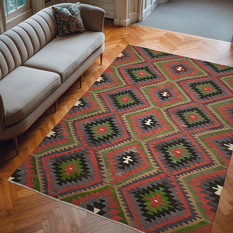 Alfombra Vintage Anatolian Kilim - 202 cm x 284 cm - K0079123