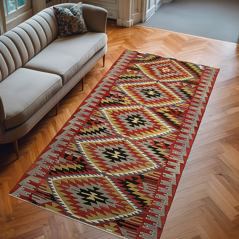 Vintage Anatolian Kilim Rug - 4' 11" x 9' 9" (59" x 117") - K0079143