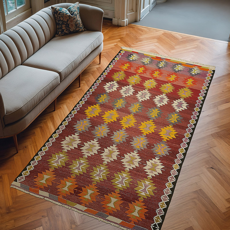 Vintage Anatolian Kilim Rug - 5' 9" x 10' 2" (69" x 122") - K0079155