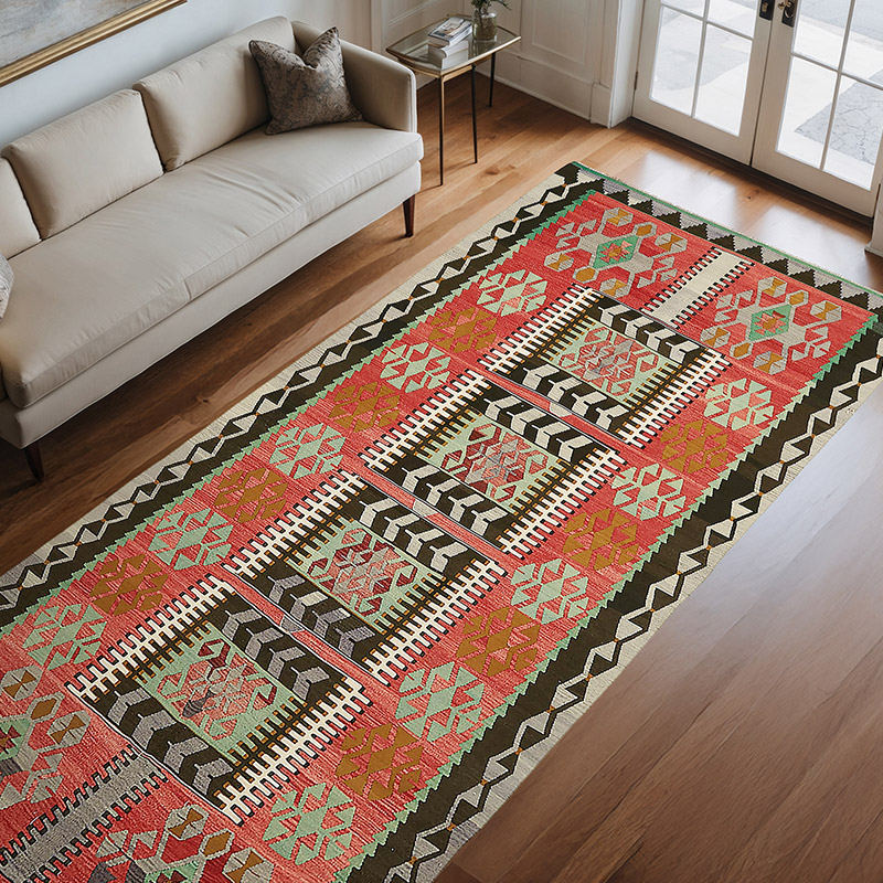 Vintage Anatolian Kilim Rug - 5' 10" x 11' 7" (70" x 139") - K0079184