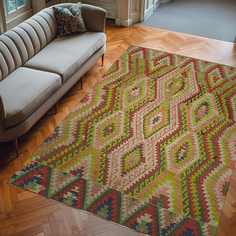 Vintage Anatolian Kilim Rug - 6' 8" x 9' 5" (80" x 113") - K0079186