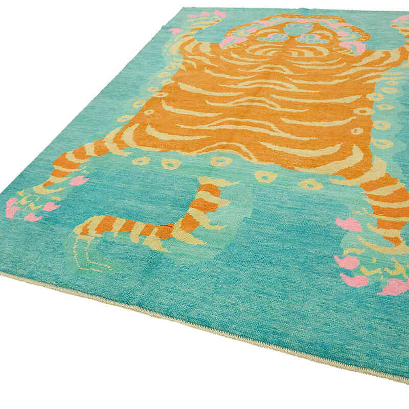Alfombra Nueva de Nudo a Mano con Diseño de Tigre - 220 cm x 310 cm - K0079190