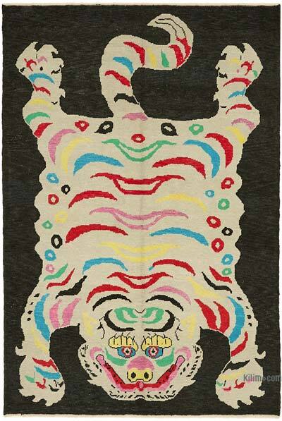 Alfombra Nueva de Nudo a Mano con Diseño de Tigre - 208 cm x 310 cm