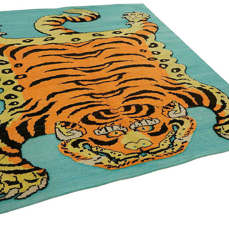 Alfombra Nueva de Nudo a Mano con Diseño de Tigre - 183 cm x 200 cm - K0079195