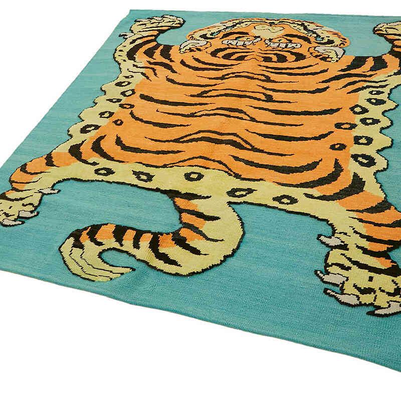 Alfombra Nueva de Nudo a Mano con Diseño de Tigre - 183 cm x 200 cm - K0079195