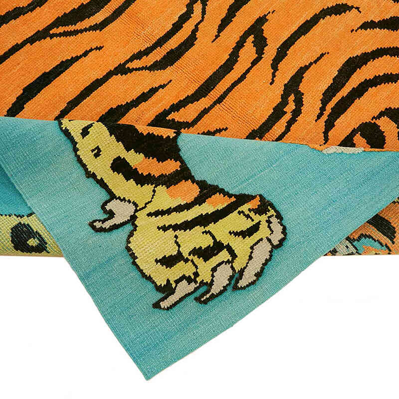 Alfombra Nueva de Nudo a Mano con Diseño de Tigre - 183 cm x 200 cm - K0079195