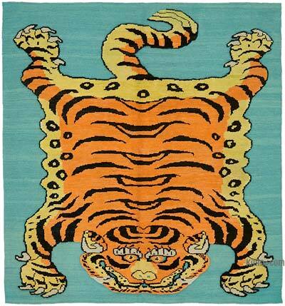 New Hand-Knotted Tiger Rug - 6'  x 6' 7" (72" x 79")