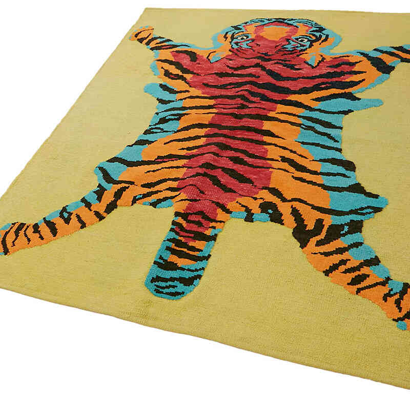 New Hand-Knotted Tiger Rug - 5' 3" x 6' 8" (63" x 80") - K0079197