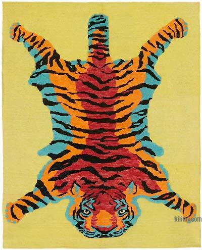 New Hand-Knotted Tiger Rug - 5' 3" x 6' 8" (63" x 80")