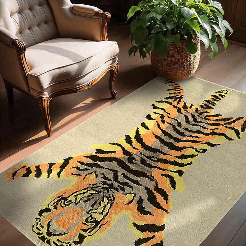 Yeni Kaplan Desenli Halı - 141 cm x 188 cm - K0079198
