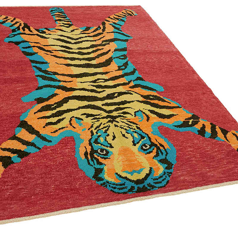 New Hand-Knotted Tiger Rug - 5' 6" x 7' 4" (66" x 88") - K0079199