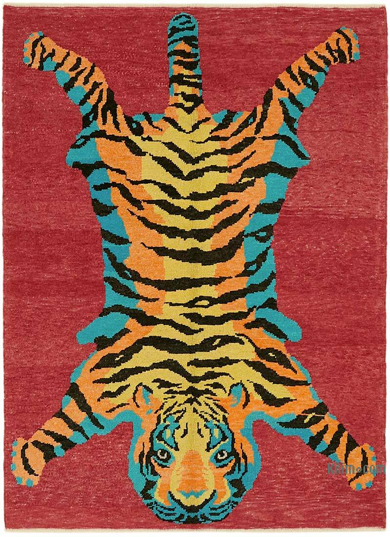 New Hand-Knotted Tiger Rug - 5' 6" x 7' 4" (66" x 88") - K0079199