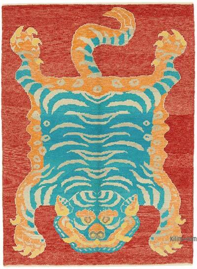 New Hand-Knotted Tiger Rug - 5'  x 6' 8" (60" x 80")