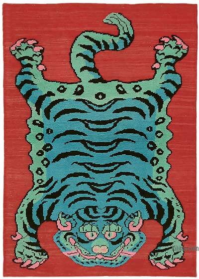 New Hand-Knotted Tiger Rug - 4'  x 5' 10" (48" x 70")