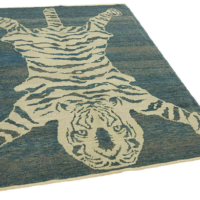 New Hand-Knotted Tiger Rug - 4' 8" x 6' 4" (56" x 76") - K0079207