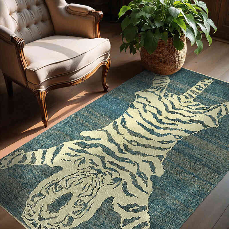 New Hand-Knotted Tiger Rug - 4' 8" x 6' 4" (56" x 76") - K0079207