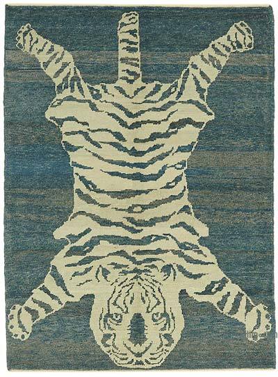 New Hand-Knotted Tiger Rug - 4' 8" x 6' 4" (56" x 76")