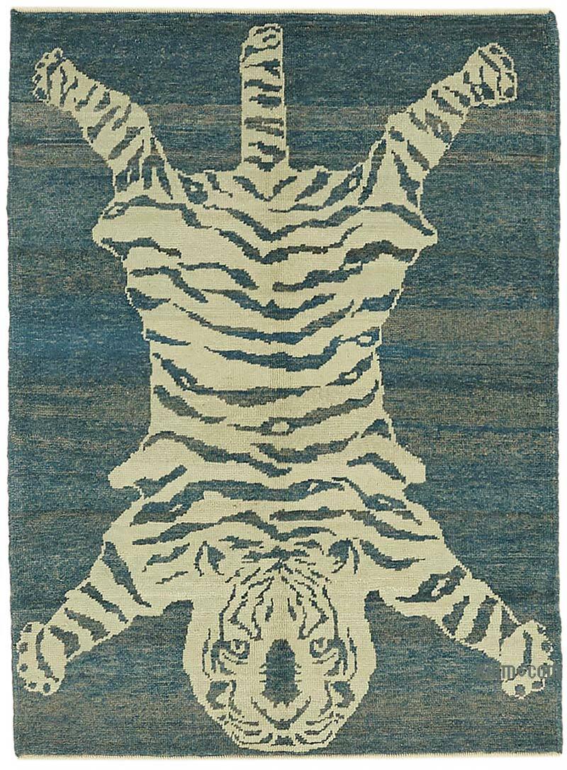 New Hand-Knotted Tiger Rug - 4' 8" x 6' 4" (56" x 76") - K0079207